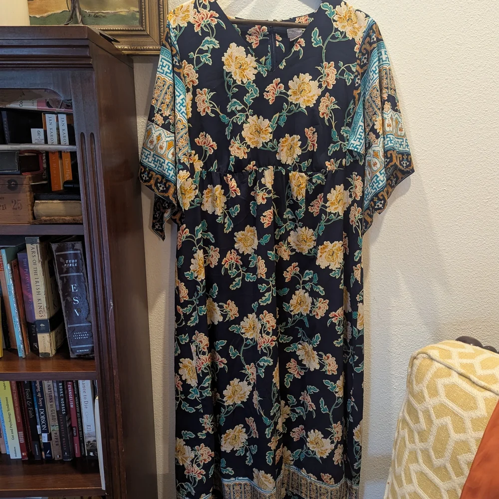 Chico's Floral Maxi Dress with Kimono Sleeves - Picture 3 of 5